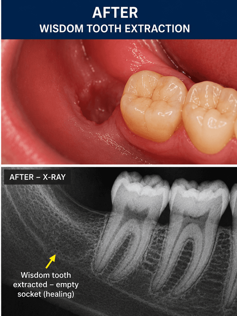 After wisdom tooth extraction healed socket
