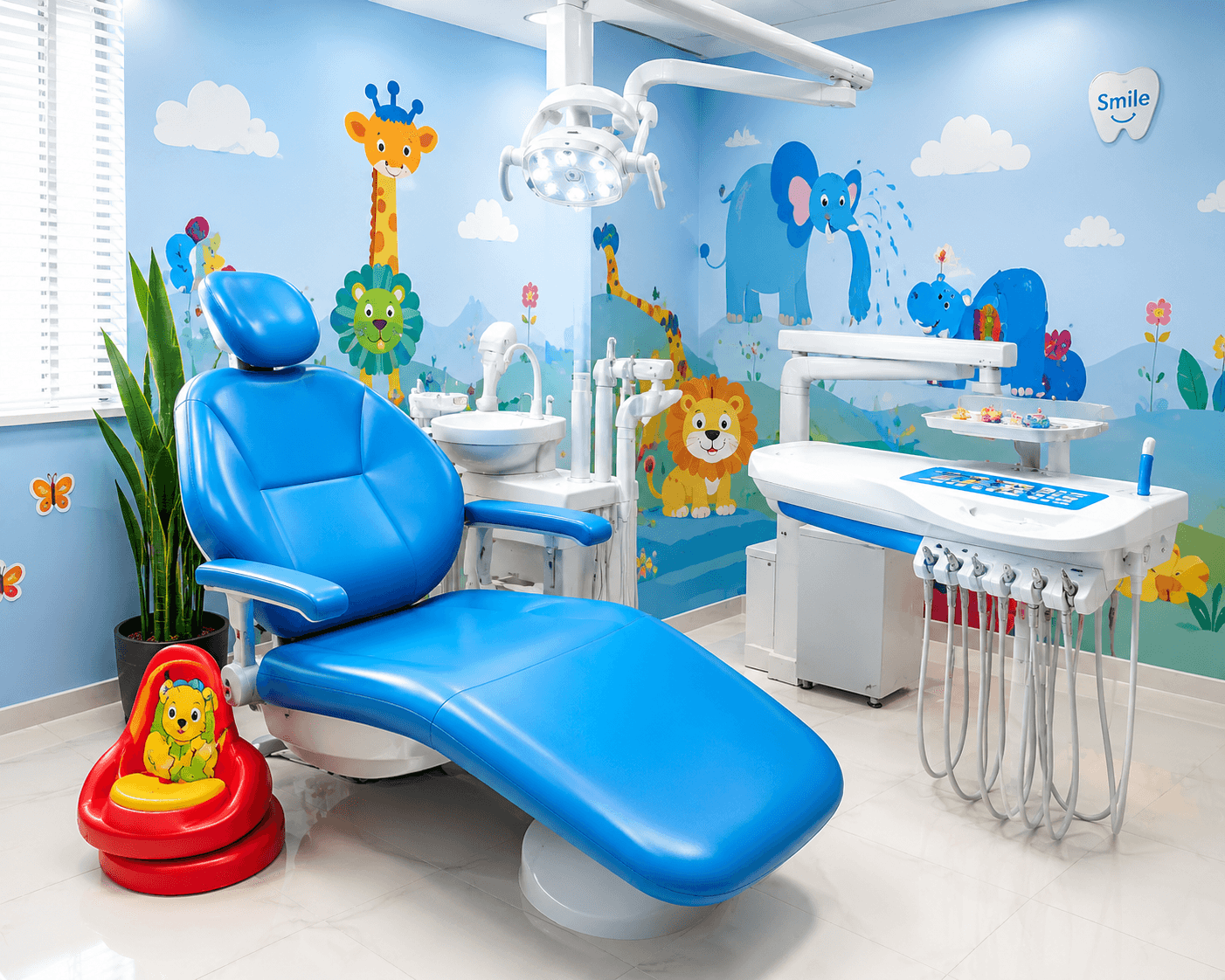 Pediatric dentist with child patient
