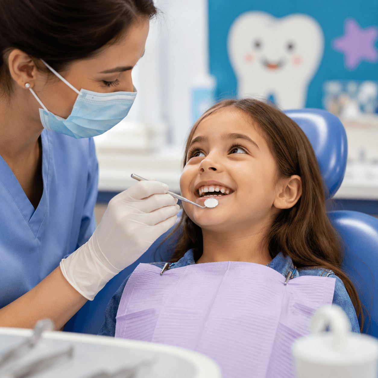 Doctor treating patient smiling